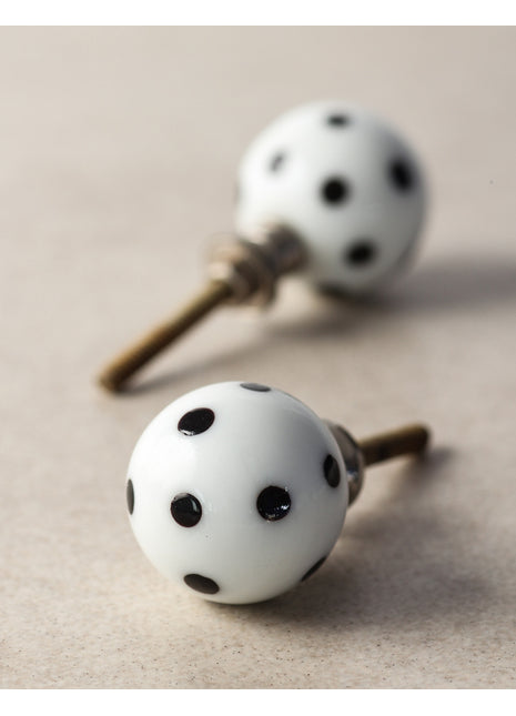 Decorative Black Polka Dot Dresser Glass Knob