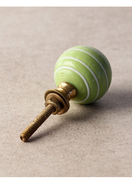 Well Designed Green Round Glass Door Knob With White Swirl