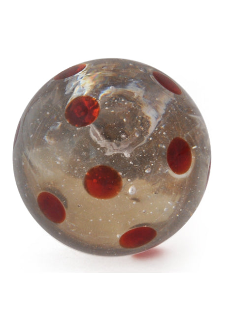 Vintage Clear Round Shaped Kitchen Cabinet Knob With Maroon Polka-Dots