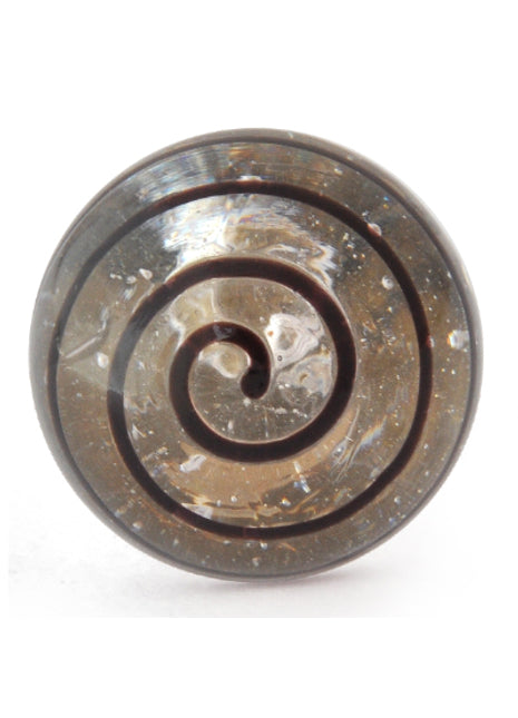 Stylish Transparent Round Glass Dresser Cabinet Knob With Black Swirl