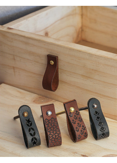 Handmade Leather Drawer Pulls - Black