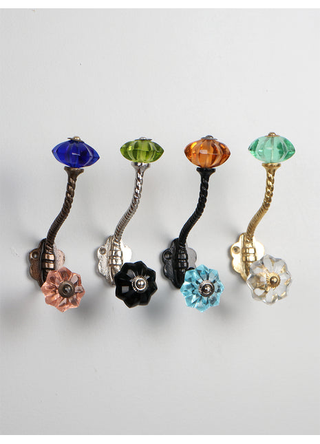 Assorted Different Color Glass Hook Glass Coat Hangers