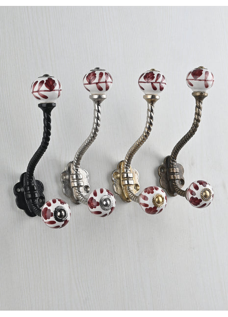 White Knob With Metal Wall Hanger