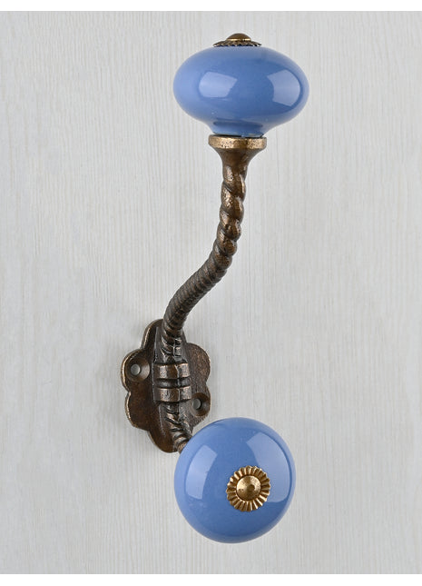 Stylish Light Purple Ceramic Knob With Metal Wall Hanger