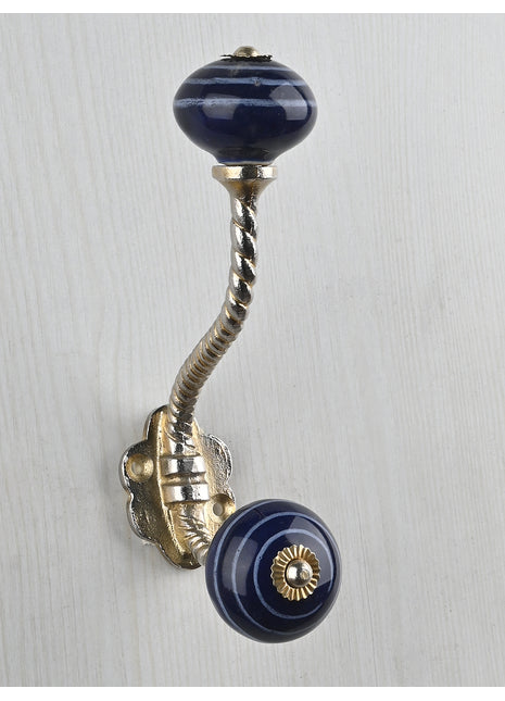 Blue And Light Purple Spiral Knob With Metal Wall Hanger