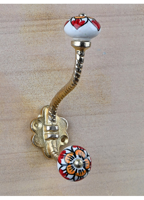 White Round Knob With Metal Wall Hanger