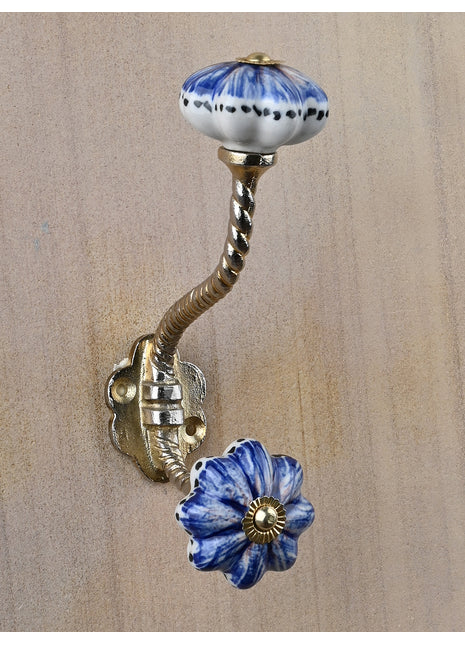 Designer White Knob With Metal Wall Hanger