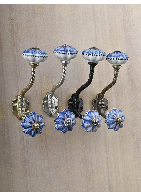 Designer White Knob With Metal Wall Hanger