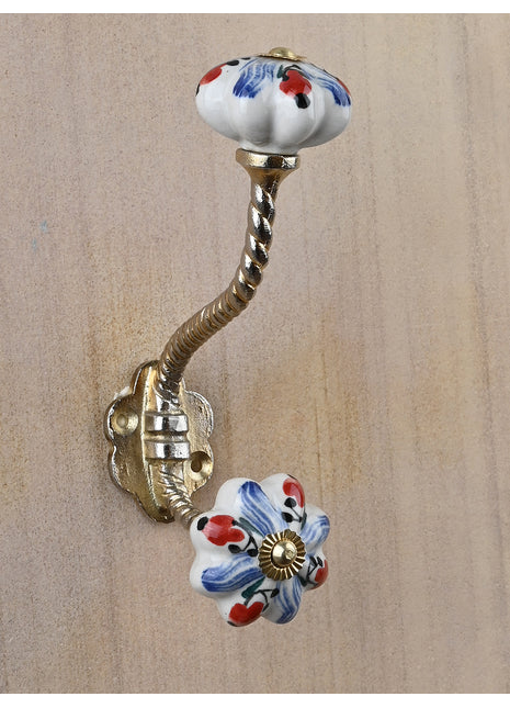 Floral White Royal Knob With Metal Wall Hanger