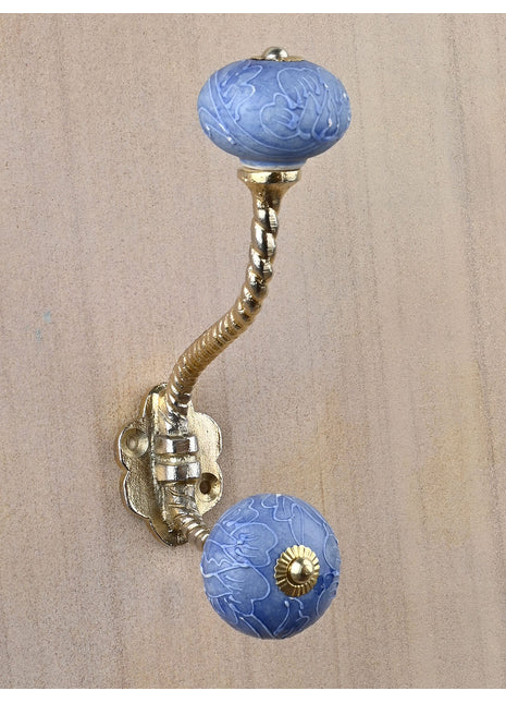 Handmade Purple Embossed Design Knob With Metal Wall Hanger