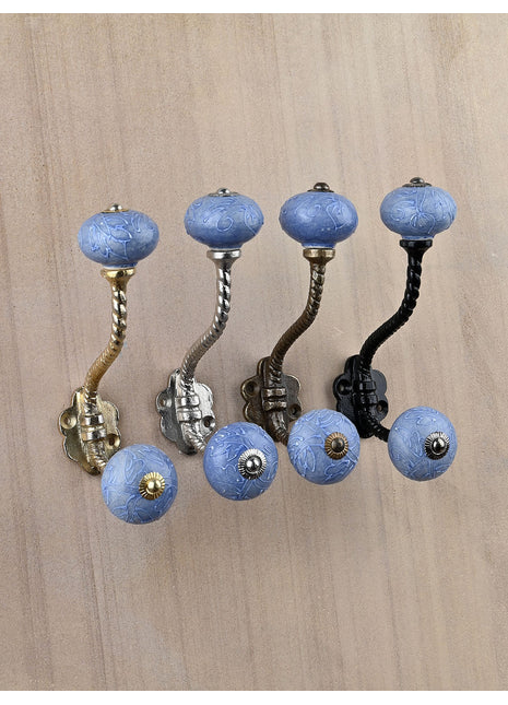 Purple Embossed Design Knob With Metal Wall Hanger