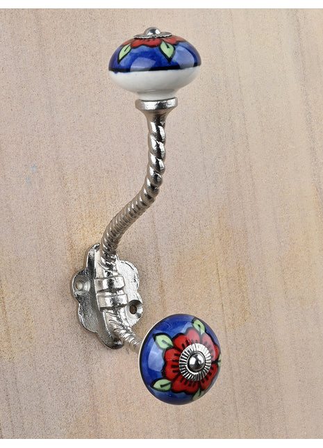 Elegant Blue Knob With Metal Wall Hanger