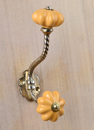 Flower Shaped Solid Mustard Knob With Metal Wall Hanger
