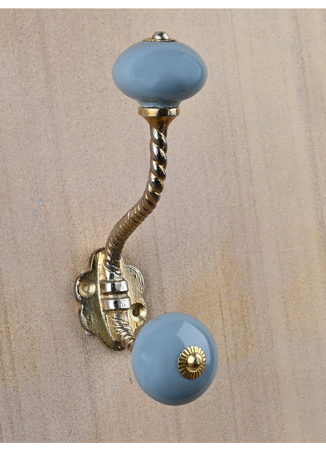 Round Steel Gray Color Knob With Metal Wall Hanger