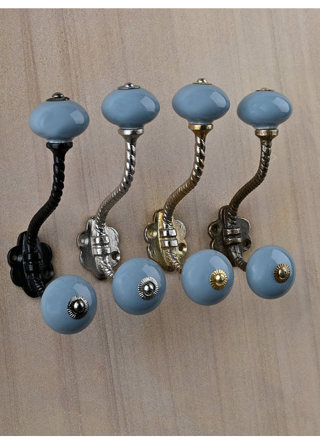 Round Steel Gray Color Knob With Metal Wall Hanger