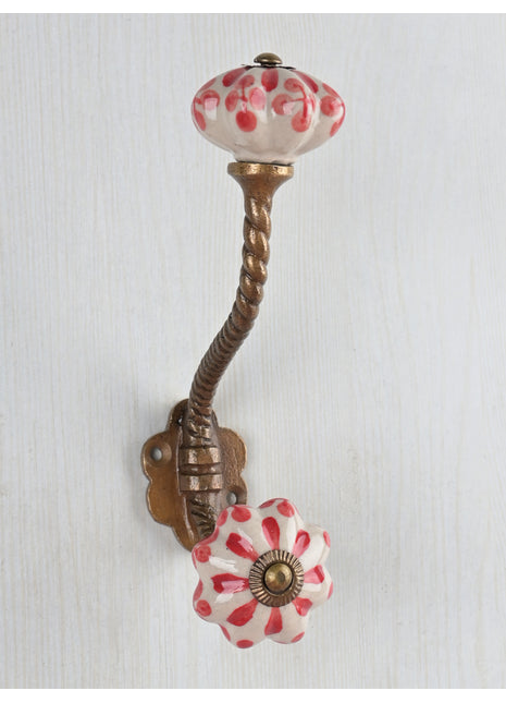 Melon Shape Ceramic Knob With Metal Wall Hanger