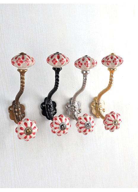 Melon Shape Ceramic Knob With Metal Wall Hanger