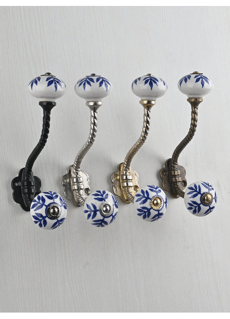 White Ceramic Knob With Metal Wall Hanger