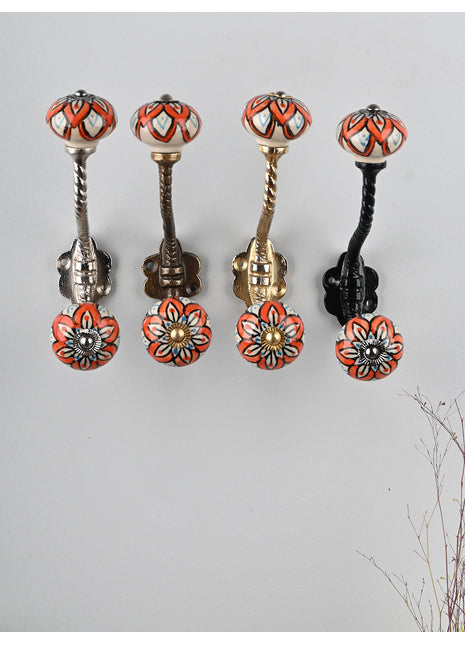 Decorative Round Shape Multicolor Knob With Metal Wall Hanger