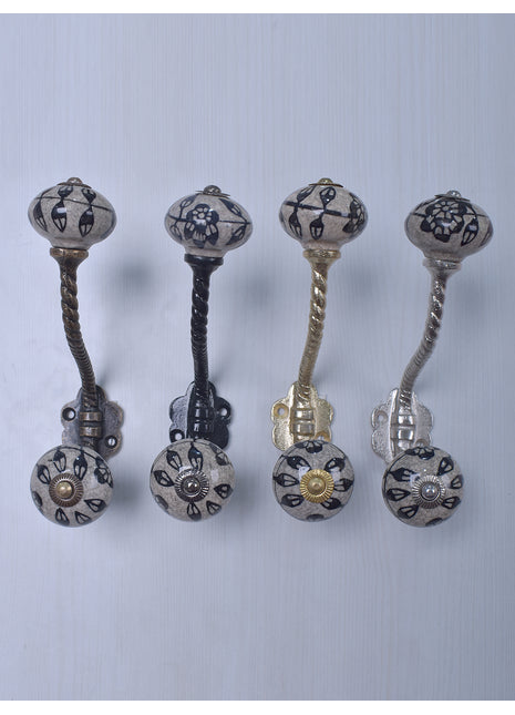 Black Leaf Design Knob With Metal Wall Hanger