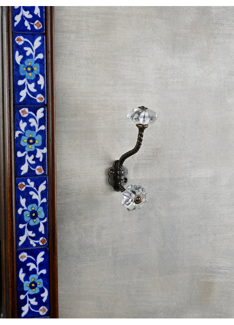 Decorative Metal Wall Hanger With White Glass Knob