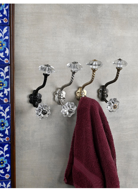 Decorative Metal Wall Hanger With White Glass Knob