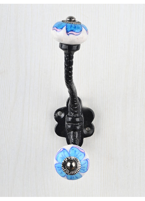 Turquoise Round Beaded Knob With Metal Wall Hanger