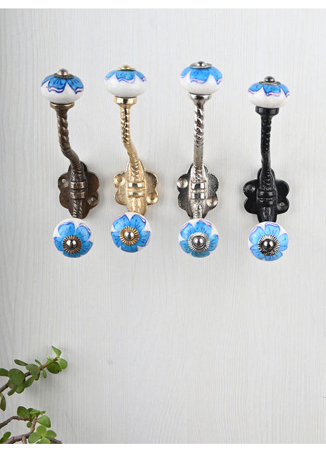 Turquoise Round Beaded Knob With Metal Wall Hanger