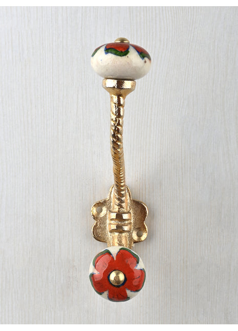Round Beaded Antique Knob With Metal Wall Hanger