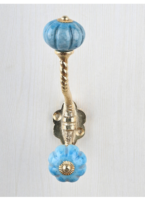 Turquoise Melon Shaped Knob With Metal Wall Hanger
