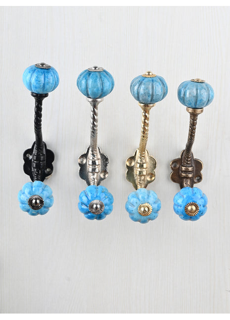Turquoise Melon Shaped Knob With Metal Wall Hanger