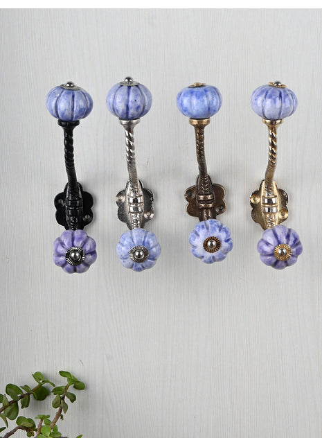 Stylish Puple Melon Shaped Knob With Metal Wall Hanger