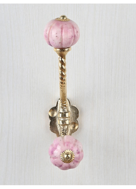 Unique Rustic Pink Knob With Metal Wall Hanger