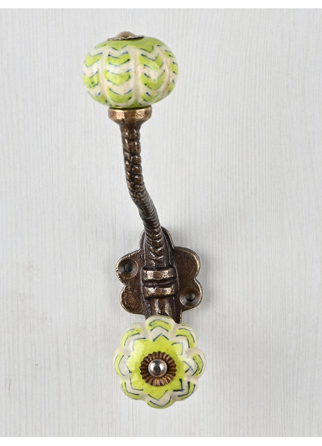 Green And White Knob With Metal Wall Hanger