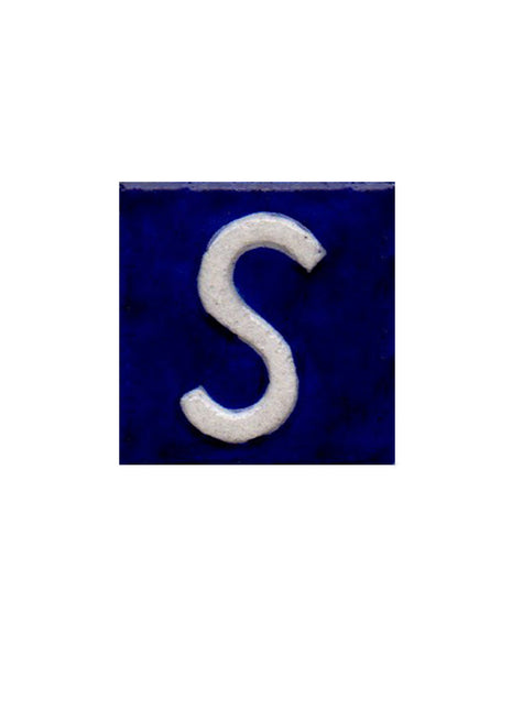 White S alphabet blue tile (2x2)