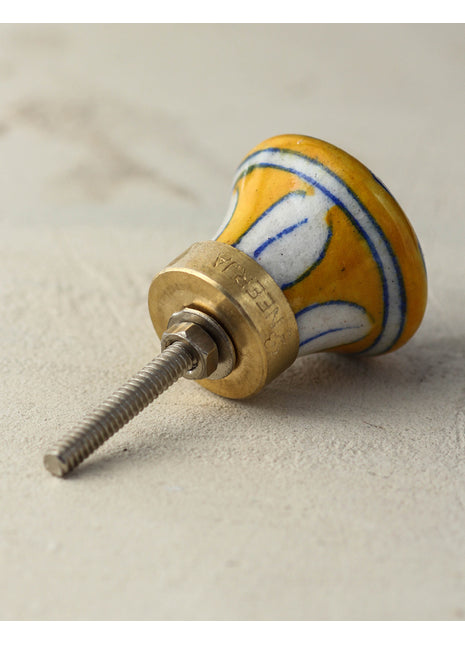 Well Designed Yellow Dresser Blue Pottery Cabinet Knob With Blue Flower
