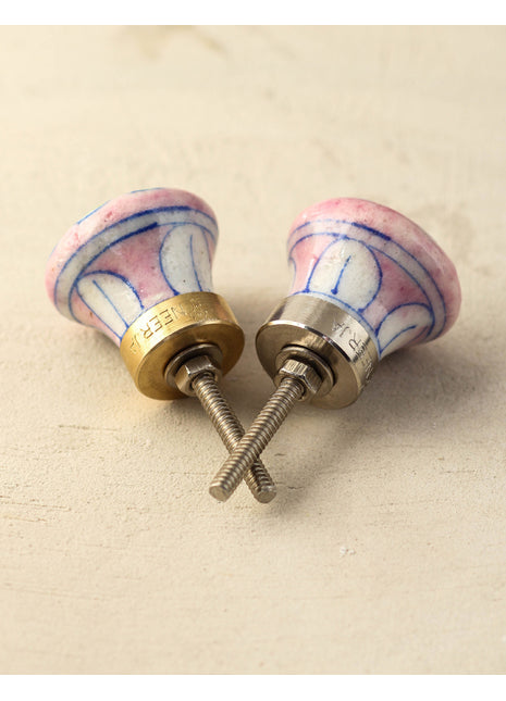 Well Designed Pink Dresser Blue Pottery Cabinet Knob With Green Flower