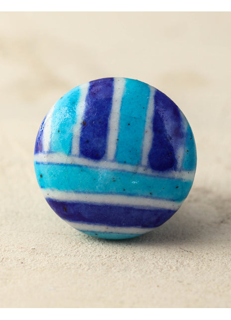 Handmade Turquoise And Blue Stripes Kitchen Cabinet Knob