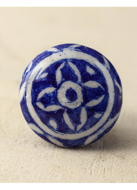 Well Designed Handmade White And Blue Ceramic Drawer Knob