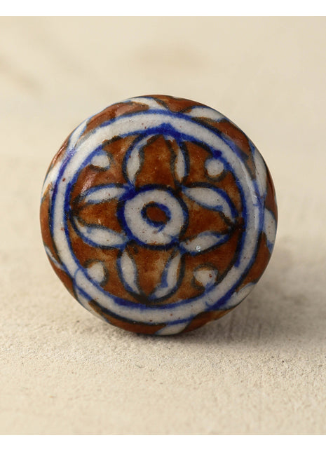 Handmade White And Brown Ceramic Door Knob