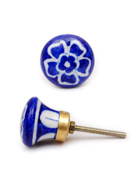 Blue and White Ceramic Cabinet Knob