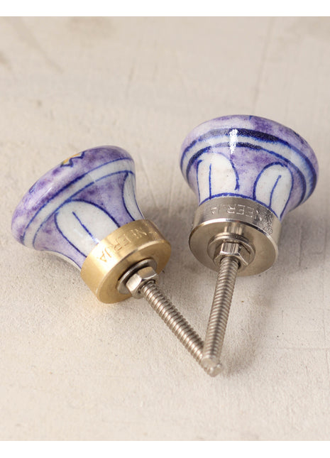 Purple And Blue Ceramic Blue Pottery Dresser Cabinet Knob