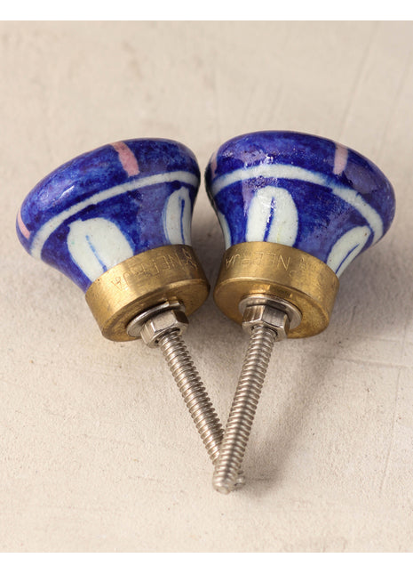Pink And Blue Ceramic Blue Pottery Dresser Cabinet Knob