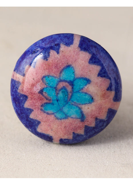 Pink And Blue Ceramic Blue Pottery Dresser Cabinet Knob