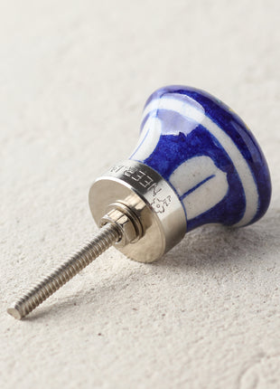 Handmade Blue Ceramic Blue Pottery Dresser Cabinet Knob With Yellow Flower