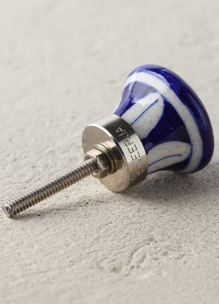 Handmade Small Turquoise Flowers On Blue Ceramic Kitchen Cabinet Knob