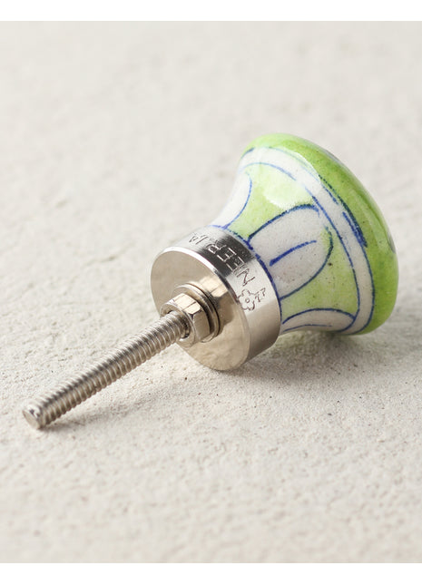 Green Flowers On Light Green Ceramic Blue Pottery Door Knob