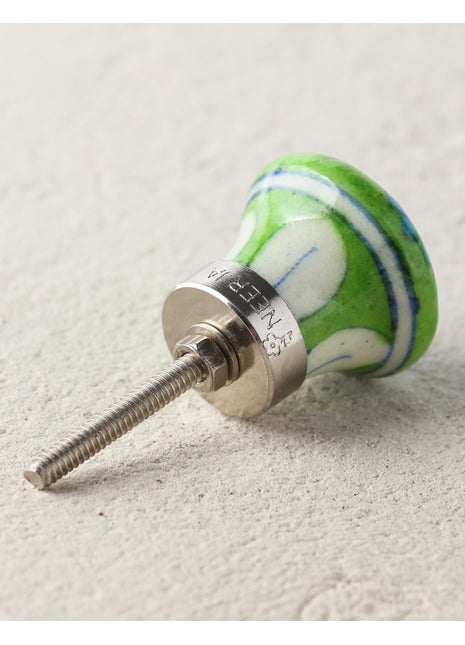 Elegant Green Ceramic Blue Pottery Door Knob With Turquoise Flower