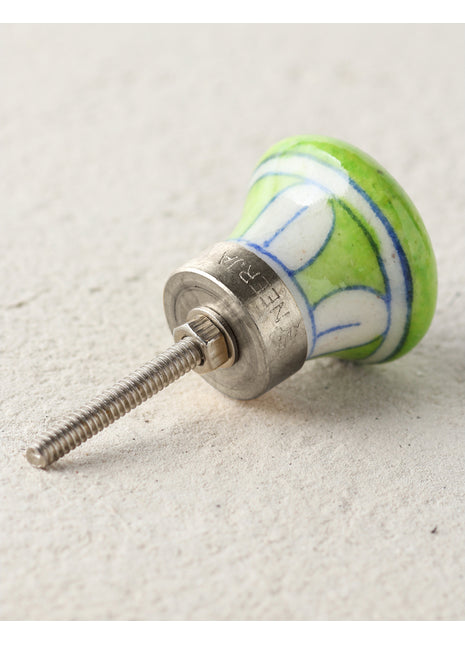 Turquoise And Pink Pinwheel On Light Green Ceramic Blue Pottery Drawer Knob