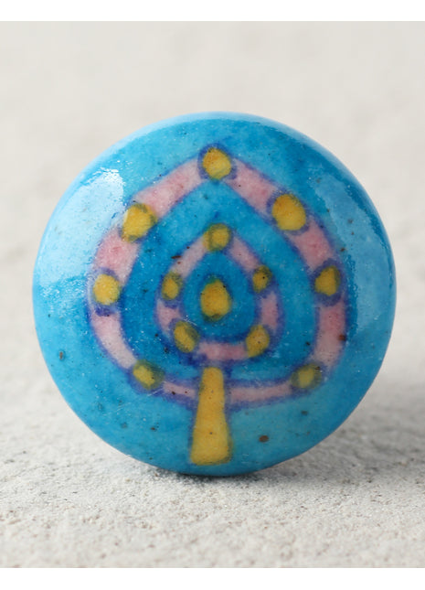 Handmade Turquoise Ceramic Blue Pottery Dresser Cabinet Knob